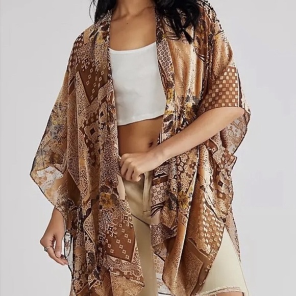 Free People Jackets & Blazers - NWOT Free People Stevie Patchwork Burnout Kimono